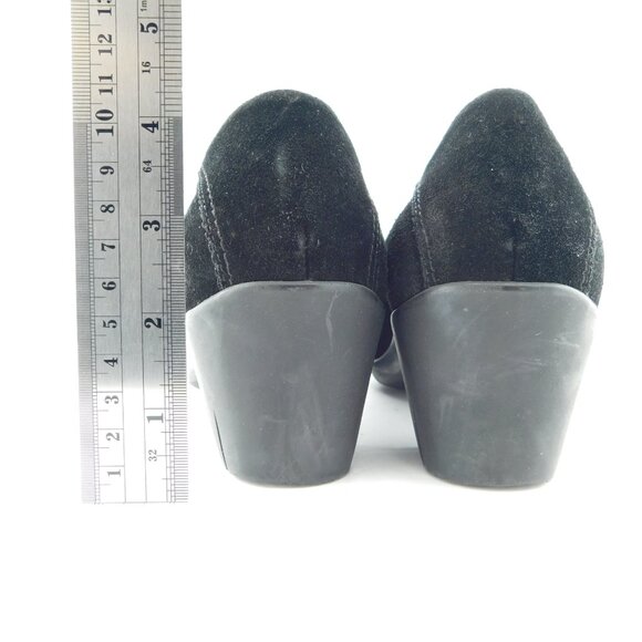 AQUATALIA Black Weatherproof Suede Leather Block Heel Zipper Ankle Booties 9 - Picture 5 of 9